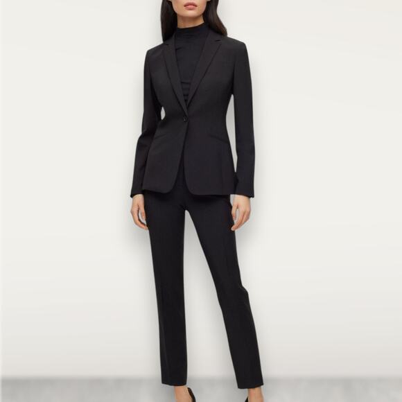 Hugo Boss Size 4 Jabina Longline Wool Blazer Jacket Black‎ Office Professional - Picture 1 of 13